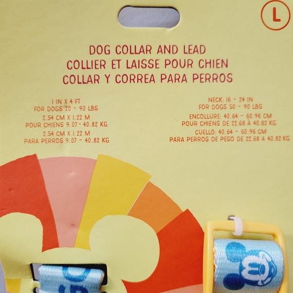 DisneyParks Mickey Mouse Dog Collar And Lead GOOD FEELING Yellow Blue Large NWT - Picture 2 of 11